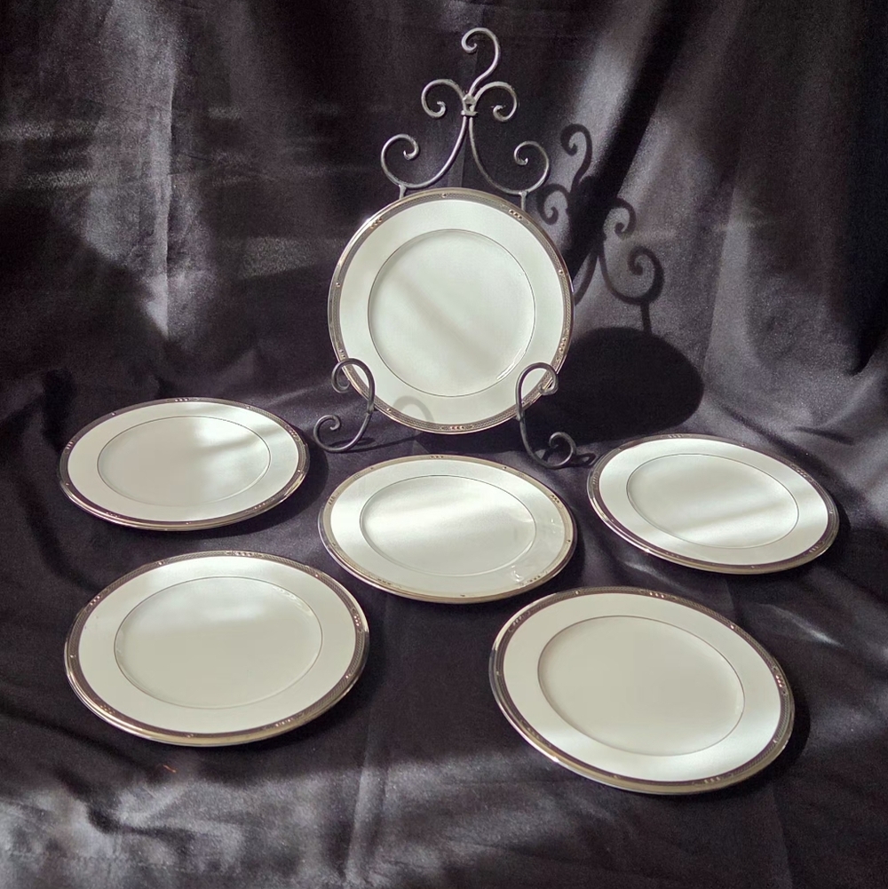 Noritake Set/6 Chatelaine Platinum Salad Plate (Pattern 4801)